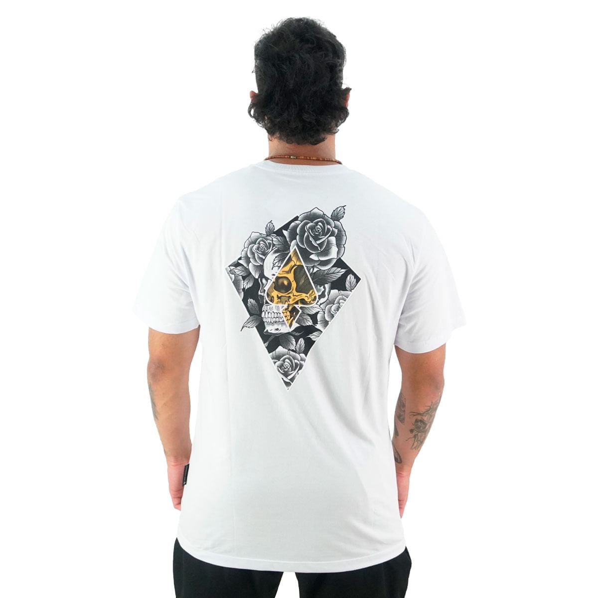 Camiseta Mcd Caveira Rosas Masculino