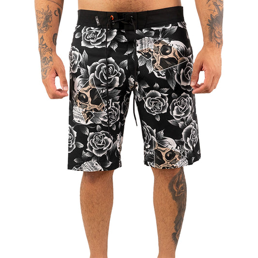 Bermuda Água Mcd Caveiras E Rosas Masculino