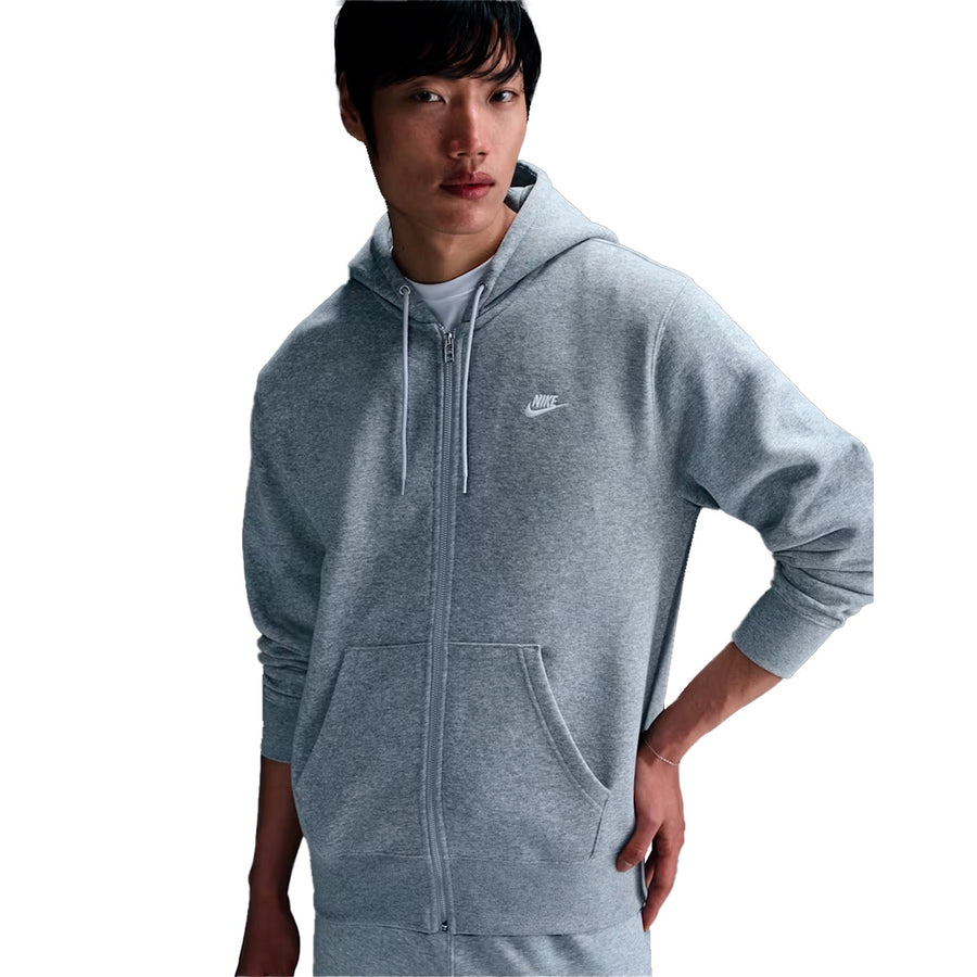 Blusa Canguru Aberto Nike Club Masculino — Zíper de metal e logo bordado