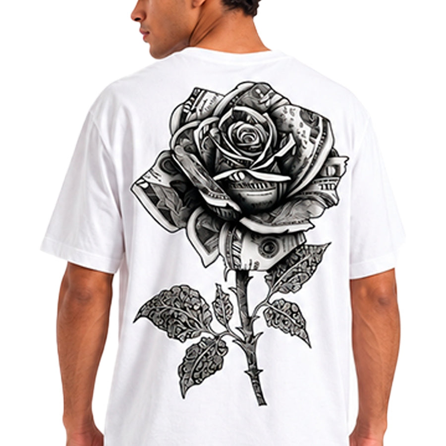 Camiseta Mcd Rosa Dólar Masculino — Uma rosa feita de dinheiro