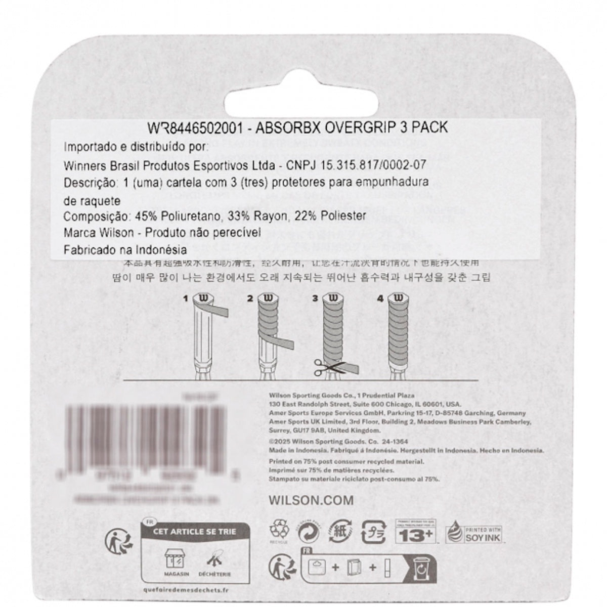Overgrip Wilson Absorbx 3Pk Unissex