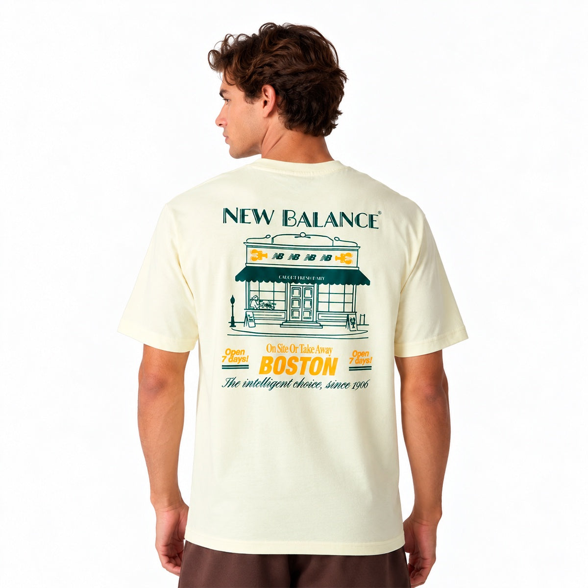 Camiseta New Balance Grab A Bite Boston Masculino