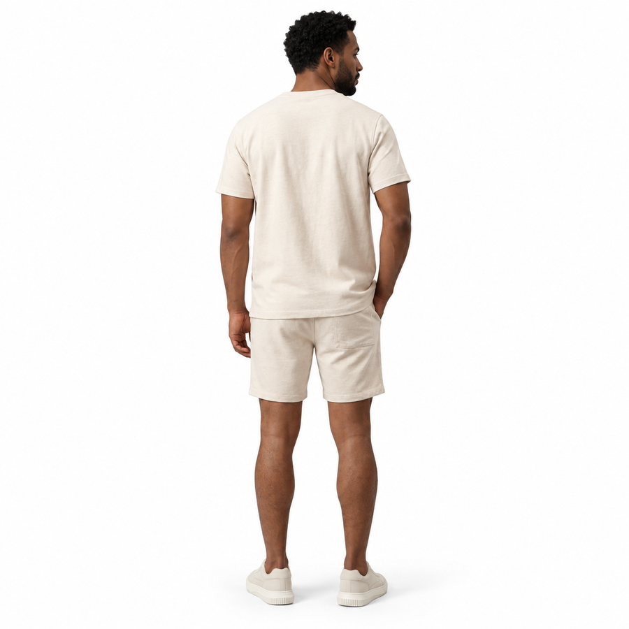 Camiseta Calvin Klein Linho Masculino — Costas lisas, corte reto