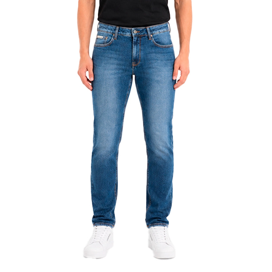 Calça Jeans Calvin Klein Slim 5 Pockets Masculino — Azul lavado que combina com tudo