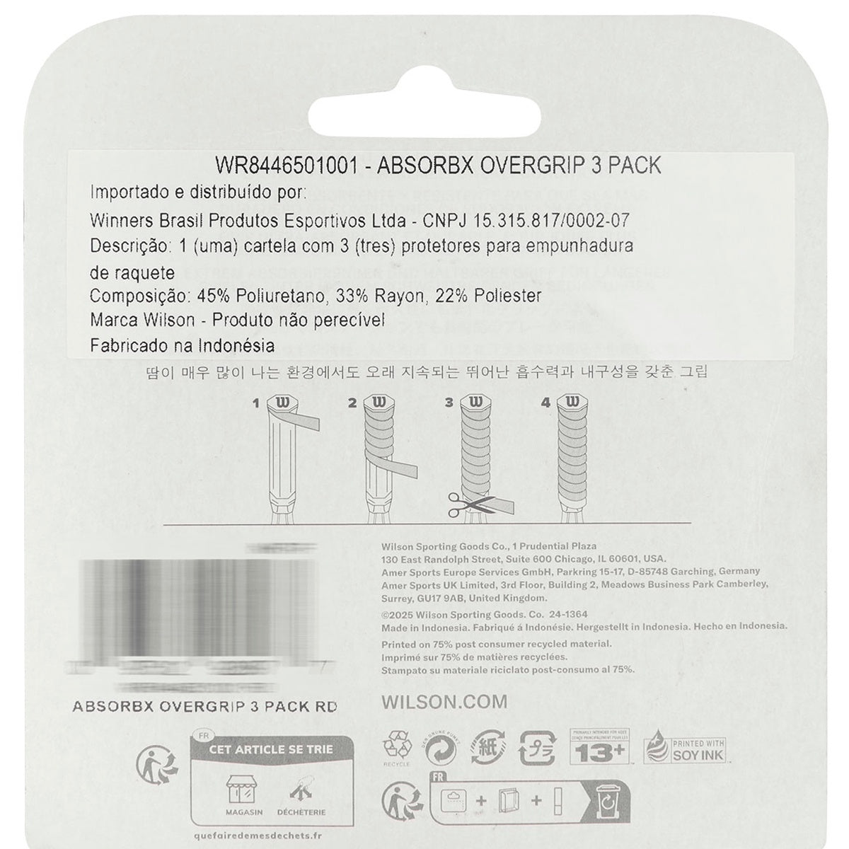 Overgrip Wilson Absorbx 3Pk Unissex