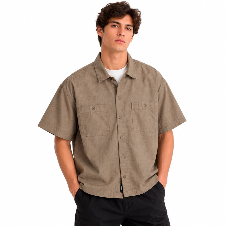 Camisa Vans Larkspur Textured Solid Masculino — Dois bolsos no peito